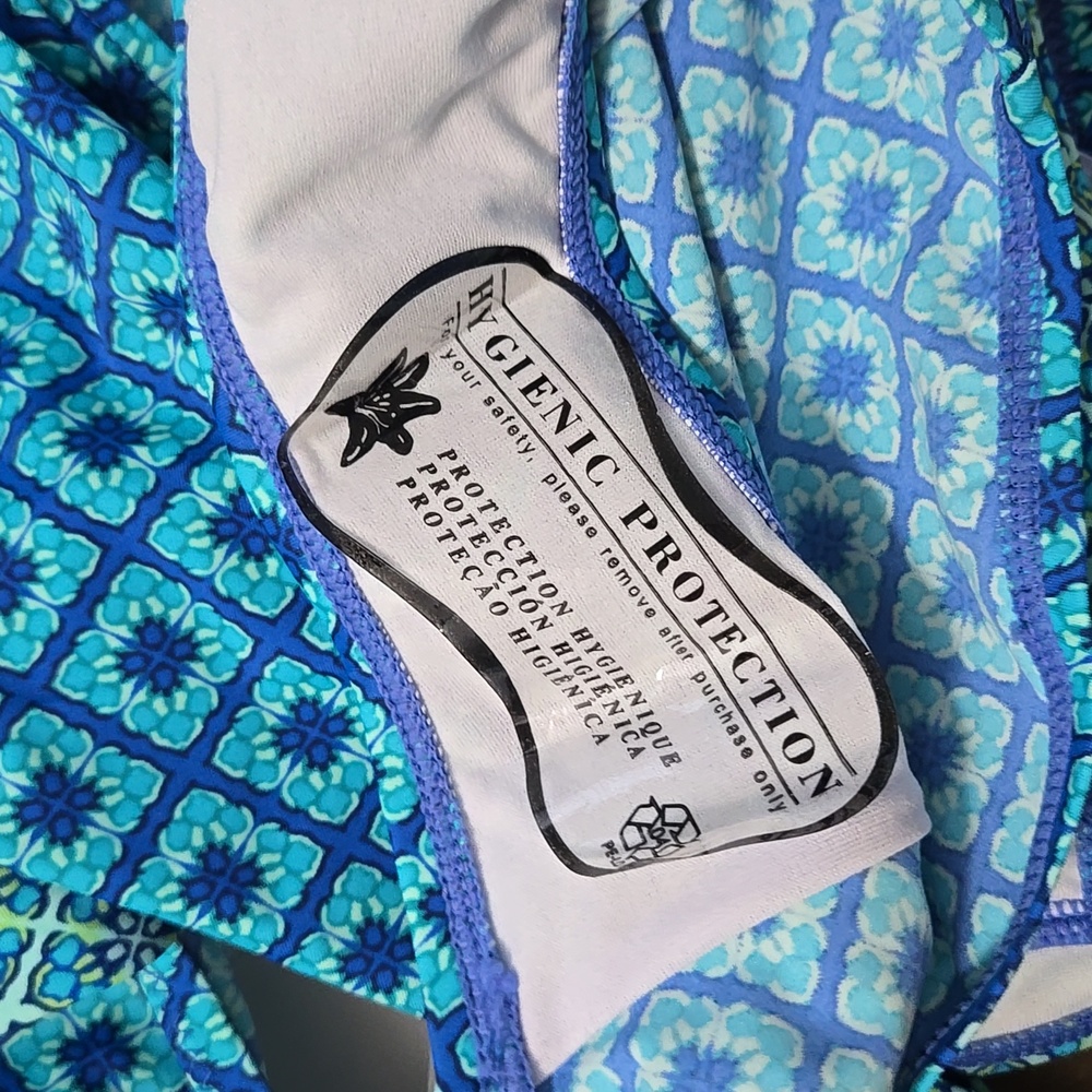 NWT Motherhood Maternity Blue Patterned Halter One-Piece Swimsuit - Picture 8 of 9